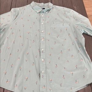 Flamingo Print Green Shirt